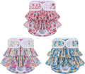 Reusable Dog Diapers Female 3 Pack Doggie Diapers for Period Heat Incontinence Puppy Training (Large, RedFlower)