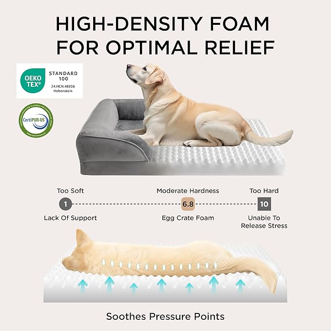 Bedsure Orthopedic Dog Bed Medium Size Dogs - Washable Medium Dog Cat Bed Waterproof, Comfort Pet Couch Sofa with Washable Removable Cover, Pets Bed with Nonskid Bottom, Dune Haze Blue, 28"