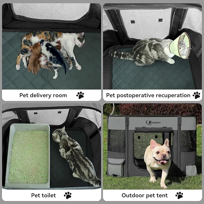 Dog Playpen,Cat Pet Puppy Pen,Portable Playpens for Dogs Indoor Outdoor Travel Camping Use,Foldable Dog Kennel Tent Crate for Rabbit Small Animals with Carrying Case (Dark Grey, Medium)