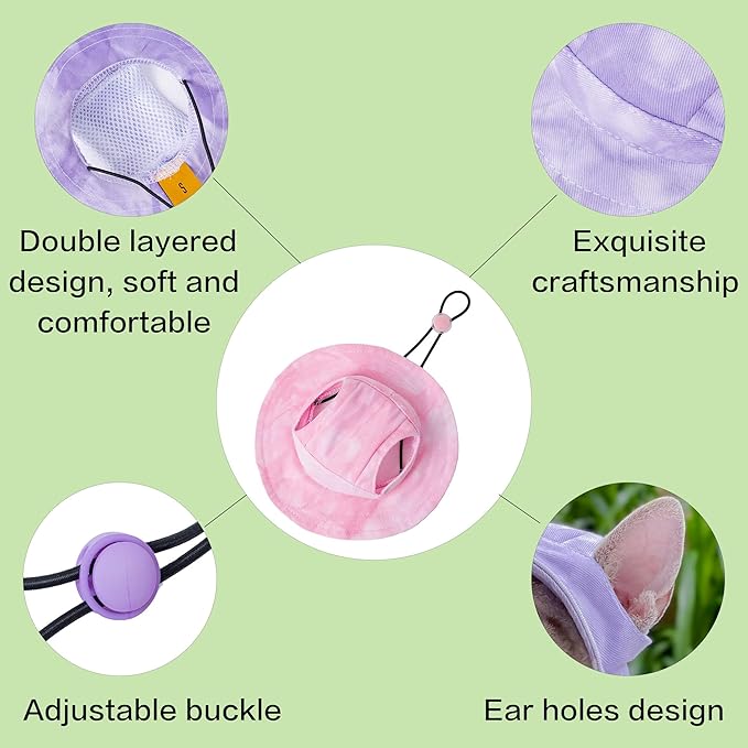 Pet hat with Ear Holes Sunscreen Baseball Cap Suitable for Small and Medium-Sized Dogs Outdoor Climbing hat in Summer Pet Products (Pink, Medium)