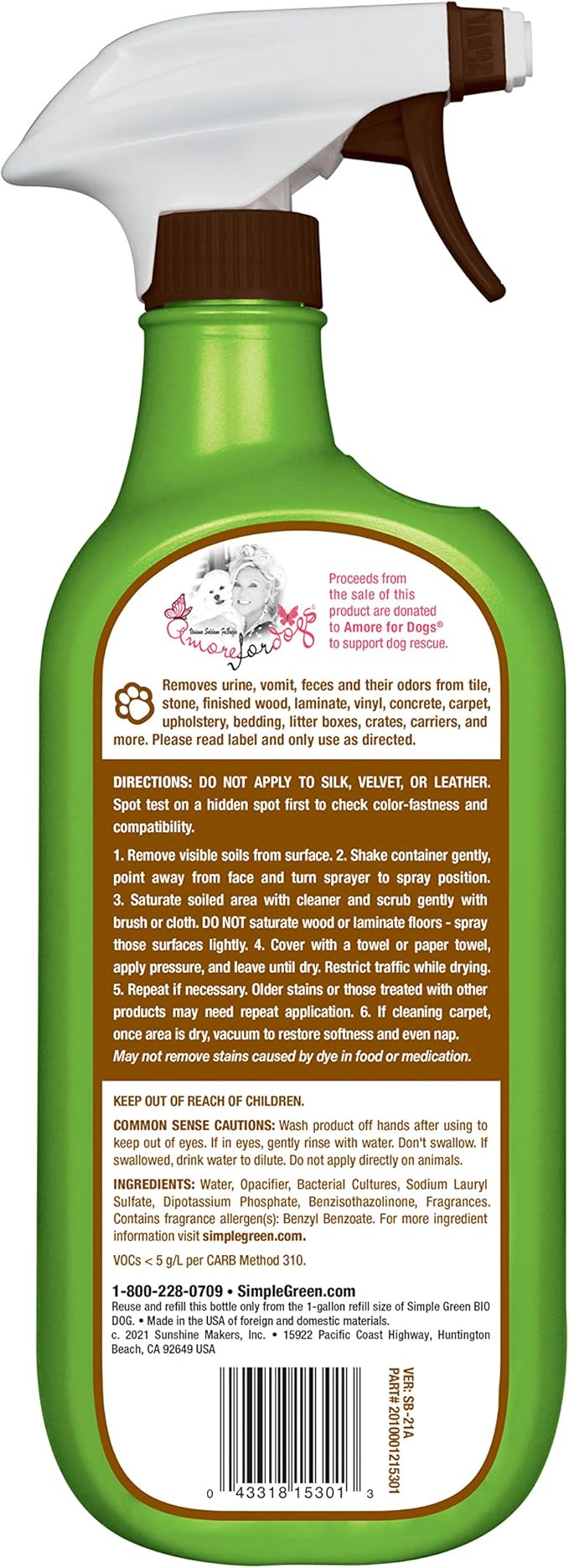 Bio Active Stain & Odor Remover for Pet & Carpet- Pet & People Safe - 32oz Spray