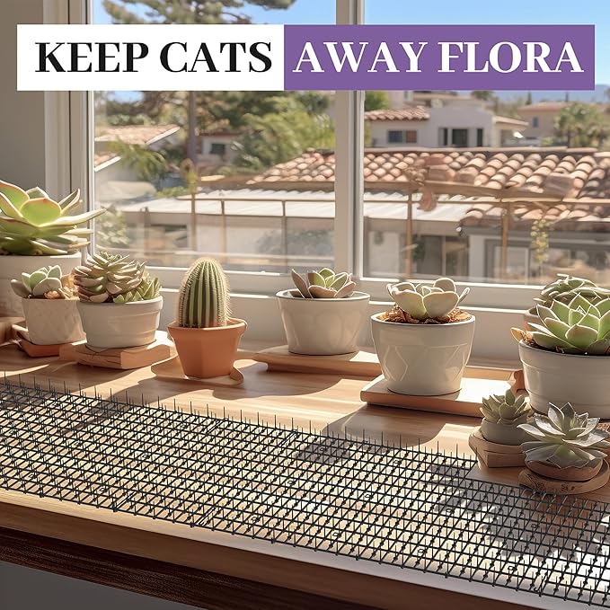 Toopify 13ft Scat Mat for Cats, Cat Scat Mat with Spikes Outdoor, Cat Spikes for Outside, Cat Deterrent Spikes (2 Pack 6.5ft)