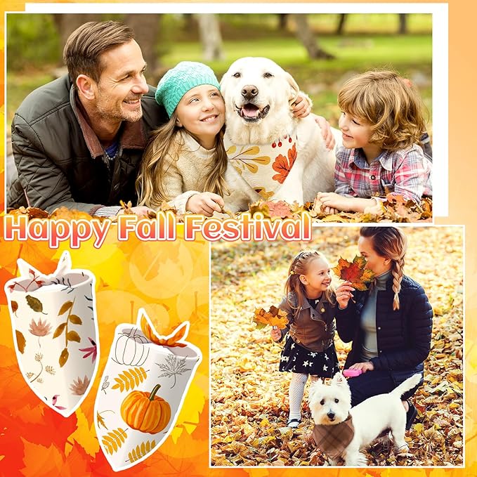 100 Pcs Fall Dog Bandanas Bulk Thanksgiving Pet Bibs Triangle Scarf Autumn Pet Bandanas for Medium Large Dogs Fall Autumn Harvest Festival Thanksgiving Costume Decor