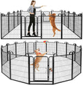 Dog Playpen Outdoor 16 Piece Panels Heavy Duty Dog Fence 40" Height Anti-Rust with Doors Portable for RV Camping Yard, Total 36FT, 102 Sq.ft, Snowy Black