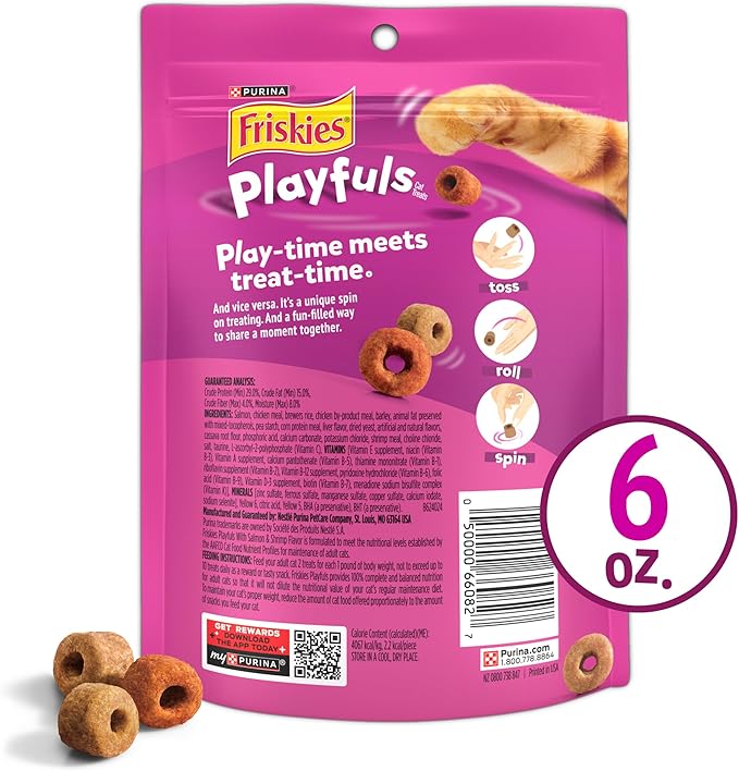Purina Friskies Playfuls With Salmon and Shrimp Flavor Cat Treats - (Pack of 6) 6 oz. Pouches