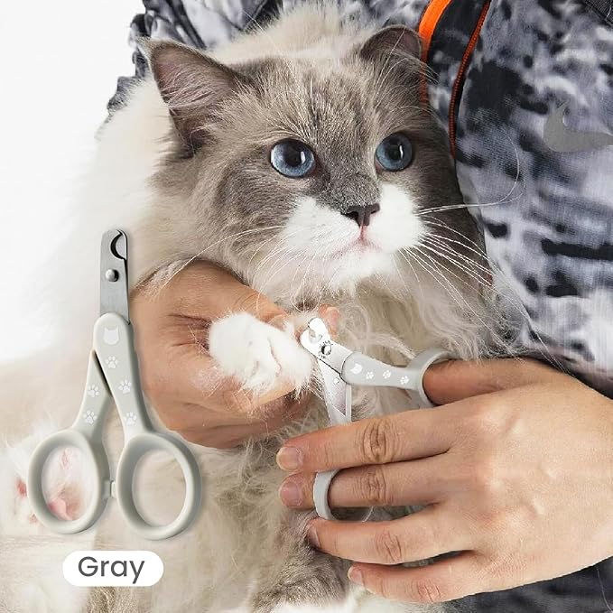 Necoichi - Purrcision Feline Nail Clippers | Ultra-Sharp Cat Nail Clipper for Safe & Clean Trimming, Stainless Steel Blades, Ideal for Indoor Cats (Gray)