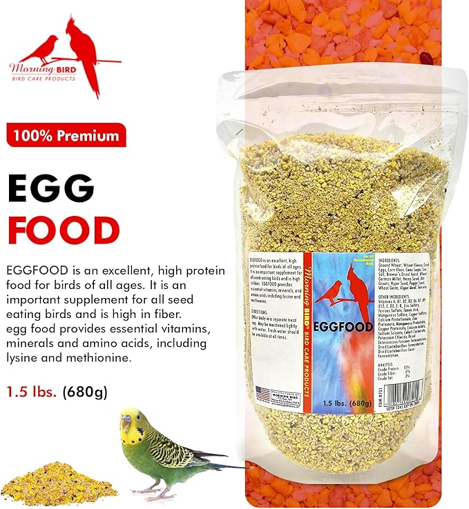 Morning Bird Eggfood 1.5 lbs – Protein-Rich Soft Food Food for Birds - High in Protein - Vitamins & Minerals – Supports Growth, Digestion & Feather Health – Ideal for Breeding Birds