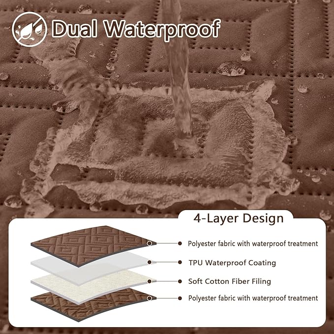hyha Waterproof Dog Blanket, Soft Dog Bed Cover Pet Blankets, Waterproof Sofa Couch Cover for Dogs Washable, Reversible Pet Couch Covers for Sofa Furniture (52x82 Inch, Brown/Brown)