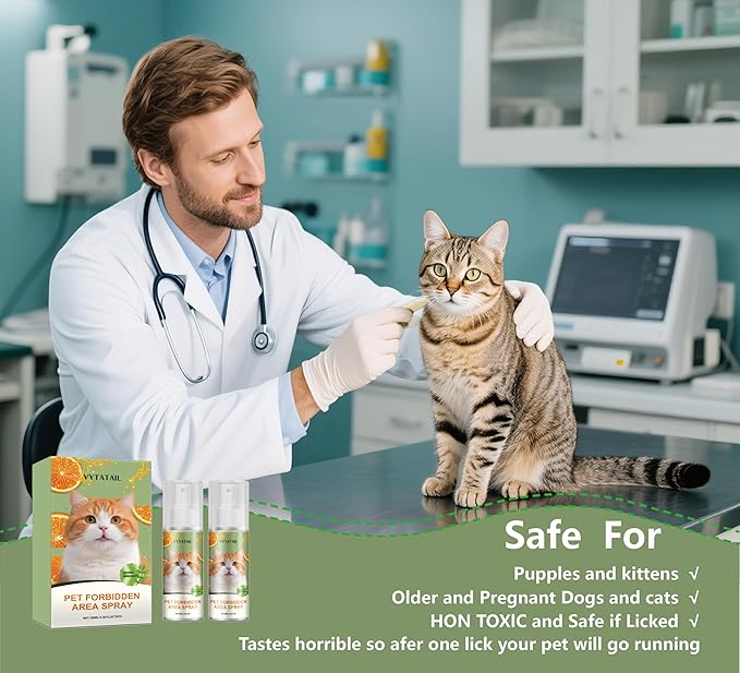 2-Pack Natural Cat Deterrent Spray (3.38fl oz Each) - Safe Indoor/Outdoor Furniture Protection | Stops Scratching & Urine Marking | Plant-Based Training Aid for Cats & Kittens | Non-Toxic Formula