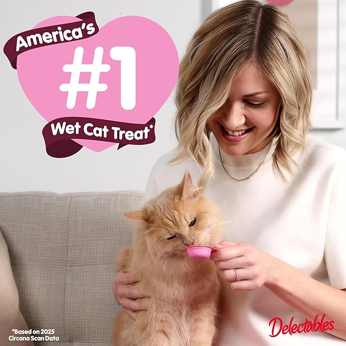 Delectables Lickable Spoon Handheld Wet Cat Treats Made with Real Chicken & Tuna, Creamy Puree, Mess Free, Quick & Easy, Grain-Free, No Added Fillers, No Added Preservatives, Variety Pack, 32ct