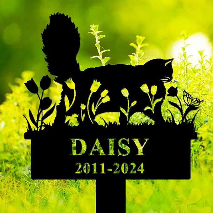 Custom Metal Cat Memorial Stake Grave Marker Outdoor Personalized Cat Grave Marker Custom Cat Memorial Plaque Cat Tombstone Marker Customized Cat Loss Gift