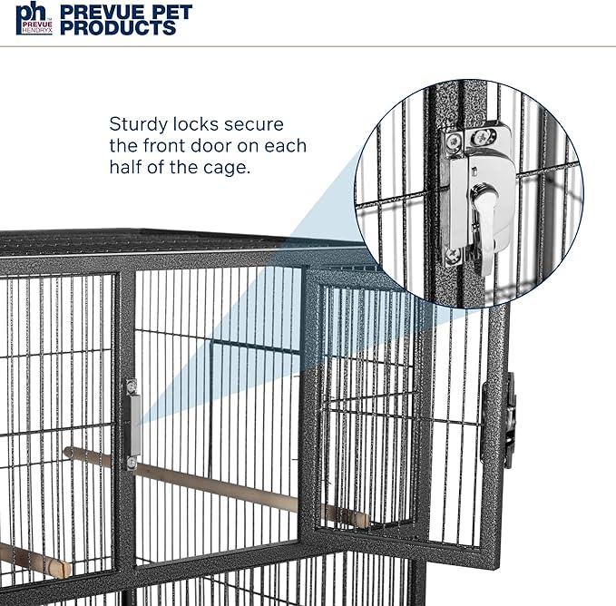 Prevue Pet Products F070 Hampton Deluxe Divided Breeder Cage with Stand,Black Hammertone,1/2"