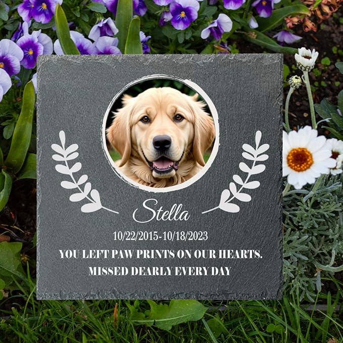 Alienc Personalized Pet Memorial Stone – Custom Dog & Cat Memorial Gifts for Loss, Outdoor Pet Grave Marker, Sympathy Keepsake for Dogs and Cats