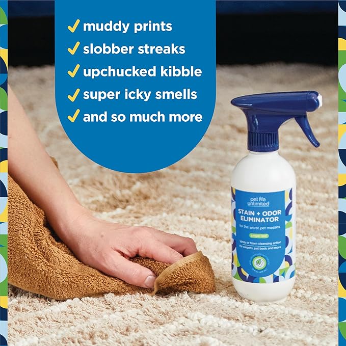 PET LIFE UNLIMITED SuperFoam Spray, Carpet and Surface Cleaner for Dog Urine, 16 oz, Strong Odor & Stain Remover, Plant-Based Formula, Natural Juniper Leaf Scent, Two-Way Spray, USA Made (Pack of 3)