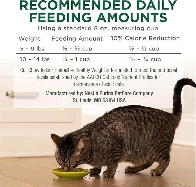 Purina Cat Chow Indoor Healthy Weight and Hairball Dry Cat Food With Chicken - (Pack of 4) 3.15 lb. Bags