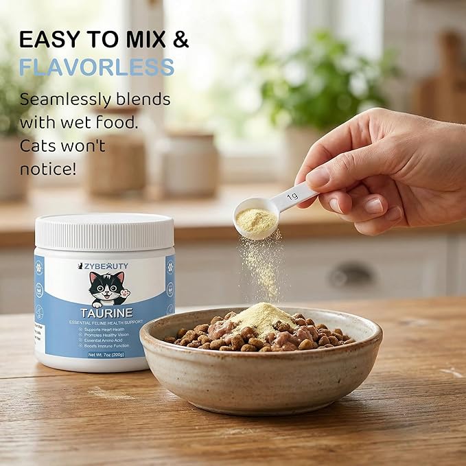 Taurine for Cats, Cat Taurine Supplement for Heart, Vision, Skin & Coat and Immune Support Unflavored Taurine Powder for All Ages Including Kittens – 6 oz