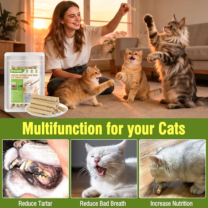 Freezed Drying Cat Chew Sticks Pigeon Flavor, Cat Teething Sticks for Teeth Cleaning Dental Care, Cats Chew Toys for Fresh Breath