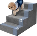 Niubya Dog Stairs for Small Dogs and Cats,18'H Non-Slip Bottom Pet Steps for High Beds and Couch,Extra Wide High-Density Foam Pet Stairs Grey,4 Steps