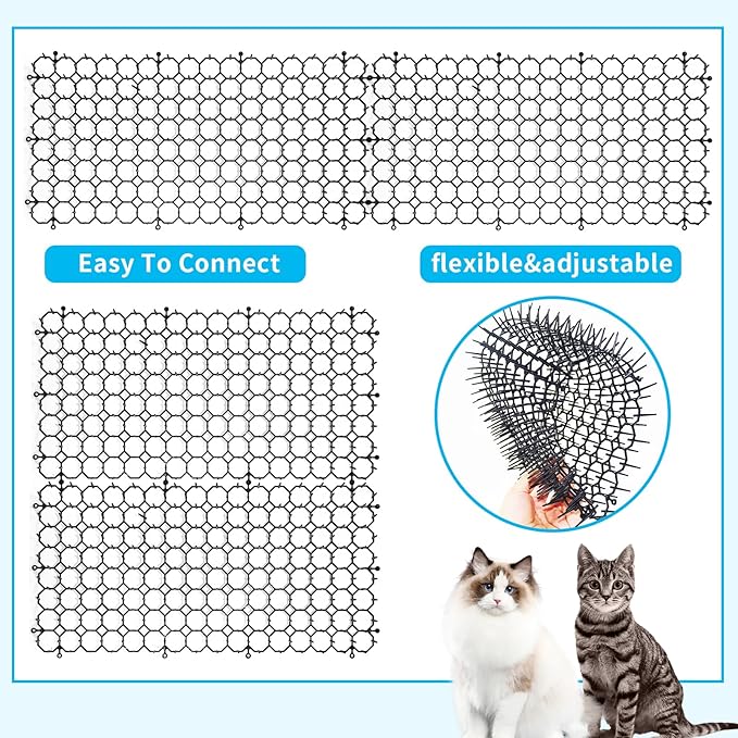 10 Pack 16 x 8 Inch Cat Scat Mat with Spikes, Scat Mat for Cats Cat Deterrent Mat Digging Stopper Repellent Spike Mat