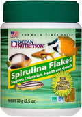 Ocean Nutrition Spirulina Flake Fish Food - Natural Ingredient Fish Food Flakes for Betta Fish and All Tropical Fish - Supports Health & Coloration, Does Not Cloud Water, Made in USA, 2.5 oz (70 g)