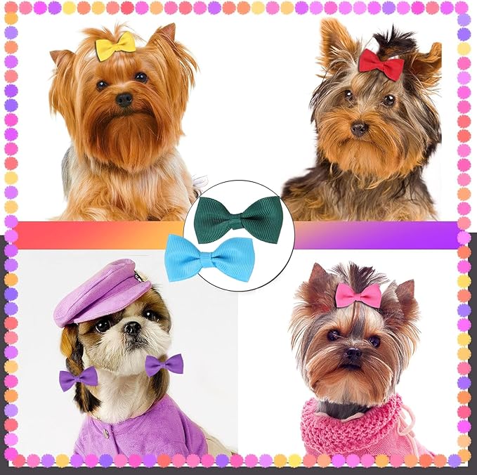 60PCS 2Inch Puppy Dog Bows with Clips,Small Handmade Hair Accessories Bow Pet Puppy for Doggies Cat Kitten Rabbit Grooming Accessories (BlueStyle A-60pcs)