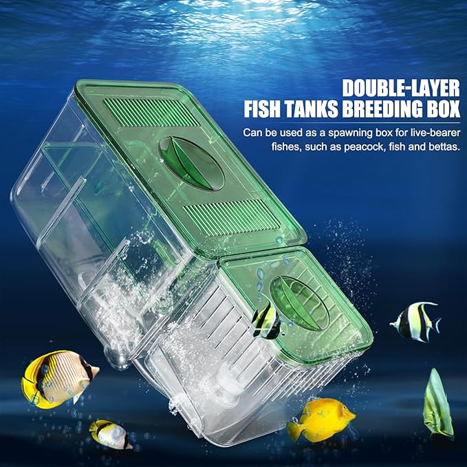 EVTSCAN Double Layer Fish Breeding Box Aquarium Fish Isolation Box Safe Hatchery Incubator Fish Separation Tank for Newborn Fish Injured Fish Shrimp