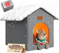 Insulated Outdoor Cat House Weatherproof, Winter Cat Dog Houses for Outdoor Cats with Heated-Foil, Waterproof Feral Stray Cat Shelter with Door Curtain and Warm Mat, Easy to Assemble, Grey