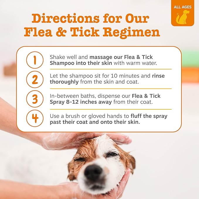 Zesty Paws Flea and Tick Shampoo for Dogs - Veterinarian Formulated Flea Shampoo for Dogs to Kill Fleas, Ticks & Their Eggs - Soothes Itchy & Irritated Dog Skin - Cedarwood, Rosemary & Peppermint Oil