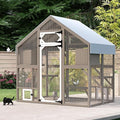 71" H Catio Outdoor Cat Enclosure Weatherproof, Large Walk-in Catio Cat Patio Attached Window for Multiple Cats, Waterproof Kitty Enclosure Outside with 2 Condos, 6 Platforms