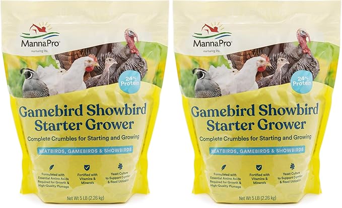 Manna Pro Gamebird Showbird Crumbles|Formulated for Birds with Vitamins & Minerals|5 Pounds (Pack of 2)