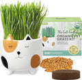 The Cat Ladies Cat Grass for Indoor Cats, Cat Grass Growing Kit with Organic Cat Grass Seed Mix, Soil and Ceramic Cat Planter, Pet Grass for Cats, Natural Hairball Remedy, Cat Gifts