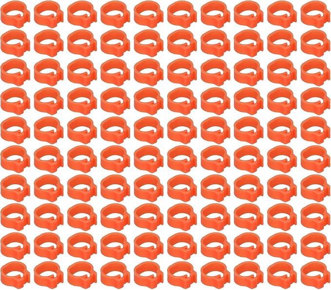 Fydun 100PCS S Leg Rings, 8mm Pigeons Identification Poultry Plastic Bird Foot Clip Pool Vacuum Hoses Bands No Words SuppliesOrange Health Supplies Band for Identify Orange (Orange)