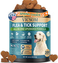 Flea and Tick Prevention for Dogs Chewable, 200 Soft Treats Natural Oral Dog Flea and Tick Treatment Chews Support Dog Skin & Digestive Supplement for Dogs Puppies All Breeds & Ages, Beef Flavor