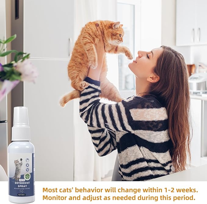 Cat Deterrent Spray 50ml: 4PCS No Scratch Spray for Cats, Cat Scratch Spray Outdoor Indoor - Cat Scratch Deterrent for Furniture, Sofas, Rugs, Curtains, Plants