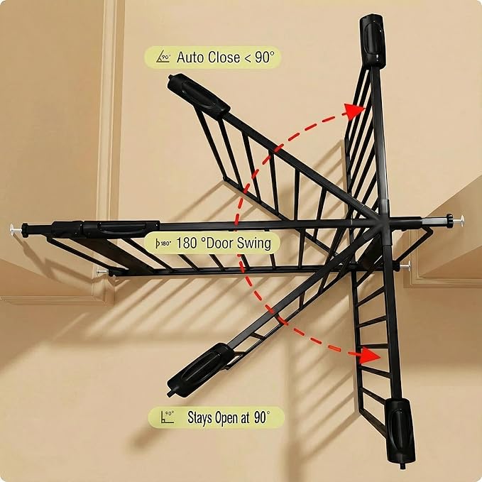 Baby Gates Extra Wide 43.5-48 Inch Wide Large Baby Gate for Stairs Tension Pet Dog Gates Indoor for Doorways No Drilling Pressure Mounted Pet Gates for Kids