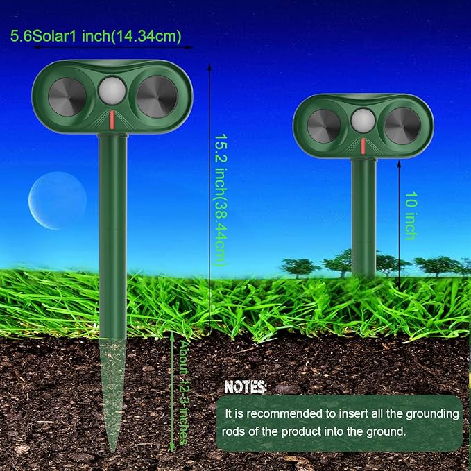 Cat Repellent Outdoor - Animal Repellent Ultrasonic Outdoor - Motion Activated & Waterproof, Stray Cat, Raccoon, Squirrel Deterrent for Yard, Garden - Humane Animal Repeller with Dual Ultrasonic