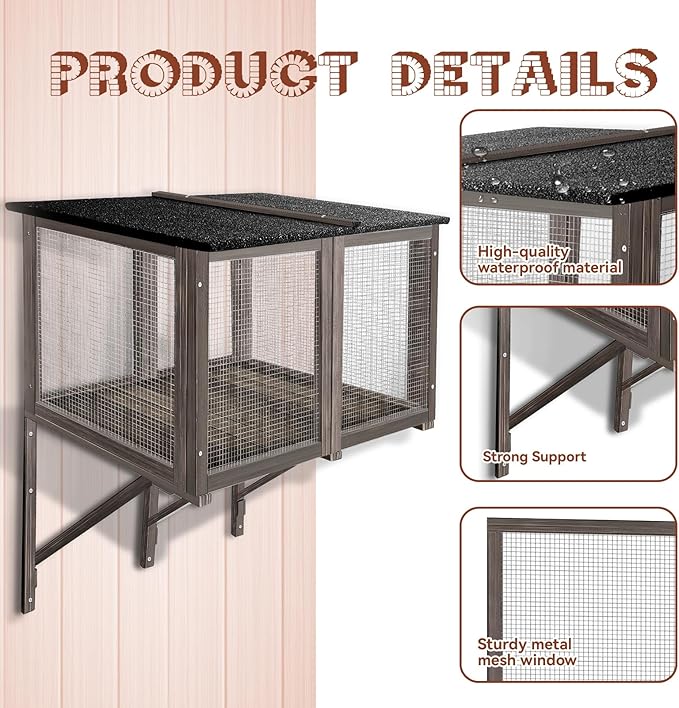Cat Catio Outdoor Window Enclosure for Large Cats - Expandable Cat Window Bed for Napping, Sunbathing & Enjoying Scenery