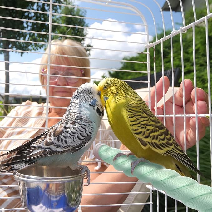 2-Pack Rope Perches for Bird Cages, 23.6 in Length Comfort Grip Flexible Rope Perch Beak & Paw Grinding for Parrots/Cockatiels/Parakeets, Bird Platform Sand [Cyan]