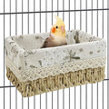 kathson Bird Nest Parrot House Birds Sleeping Bed Straw Weave All Season Hanging Hammock Bird Bed Snuggle Hut Birdcage Accessories for Parakeets Budgies Cockatiels Conures Quaker Parrot