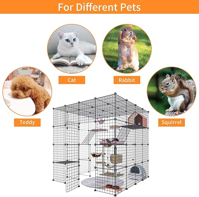 Oneluck 4-Tier Extra Large Cat Cages Indoor, 55.1 Inch Enclosure, Catio DIY Cat Playpen Detachable Metal Wire Kennels Cat Crate Exercise Place Ideal for 1-4 Cats