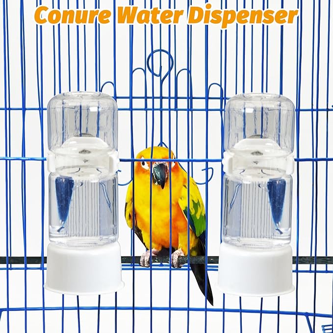 BNOSDM Automatic Bird Water Dispenser 2 Pcs No Mess Parrot Cage Water Feeder Drinker Suspended Bird Drinking Device Parakeet Cage Accessories for Budgies, Cockatiel, Conure, Canary, Finch (White)