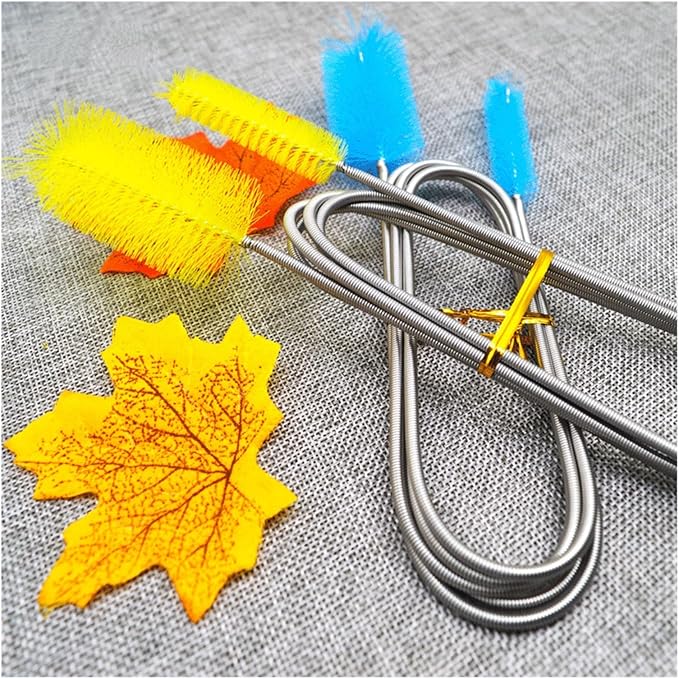 90/155/200CM Aquarium Cleaning Brush for Hose Air Tube Stainless Steel Flexible Double Ended Pipe Brush Fish Tank(Blue,90cm)