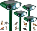 4 Pack Solar Animal Repeller for Raccoons, Deer & Squirrels - Ultrasonic & Strobe Light, Outdoor Deterrent for Cats, Dogs, Raccoons, Rabbits, Skunks, Foxes & More
