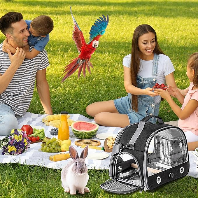 Portable Bird Travel Cage - Parrot Backpack with Strap, Compact Small Birds Carrier | Lightweight Outdoor Cage for Conures Budgies Parakeets Gentoo Parrots Travel Use Transport Companion