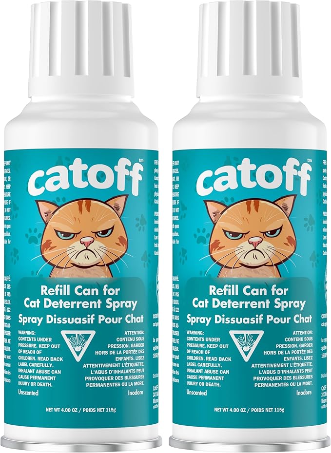 CatOFF Pack of 2 Refill Compatible with SSSCAT Indoor Cat Deterrent Spray System, Made in USA, 3.89 oz / 115 ml