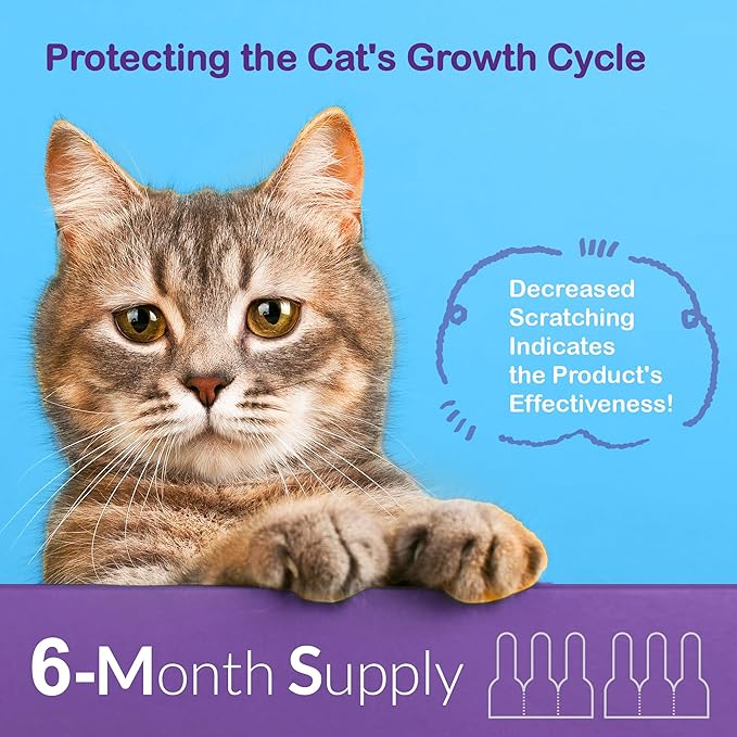 Topical Flea and Tick for Cats & Kittens: Waterproof Topical Cat Flea and Tick – Fast-Acting & Long - Lasting at Home Control for Cats Over 1.5 lbs and 8 Weeks or Older – 6-Dose Supply