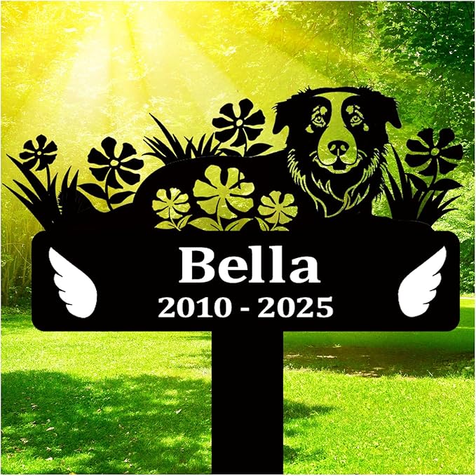 Pet Grave Markers Dog,Metal Pet Headstone for Lost Dog Sympathy Gift,Waterproof Dog Grave Markers for Garden or Indoor,Dog Tombstone Garden Memorial Graves (Dog)