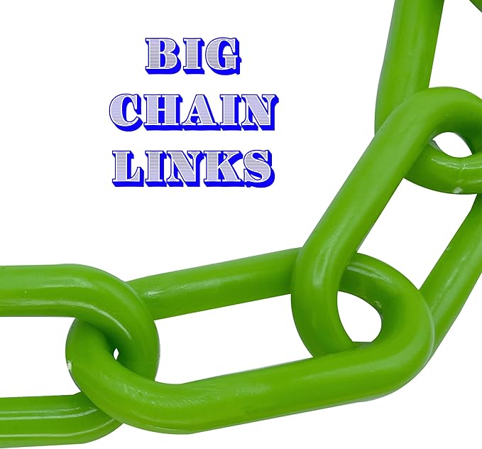 2002 5ft Big Green Plastic Chain - Big Colorful Plastic Chain, Large Chunky Links, Versatile in Uses, Great Fun for Medium to Large Size Pet Birds to Manipulate