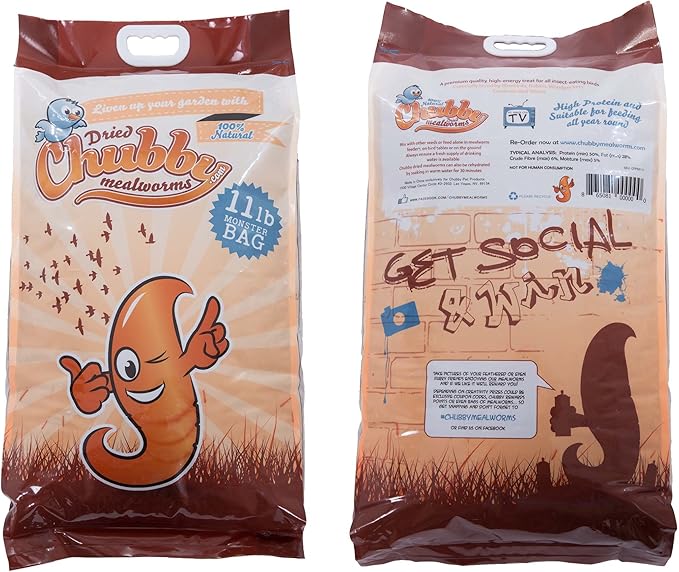 Chubby Dried Mealworms | 33 lbs | High-Protein Non-GMO Treats for Chickens, Ducks, Wild Birds & Backyard Pets