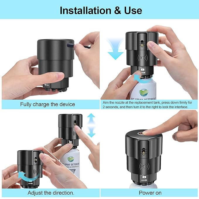 Cat Spray Deterrent System [2 Pack] Automatic Cat Deterrent Spray, Motion Activated System for Cats & Dogs Odorless Pet Deterrent, Senses Pets Up to 3 Feet Away, Friendly & Safe Pet Deterrent Spray